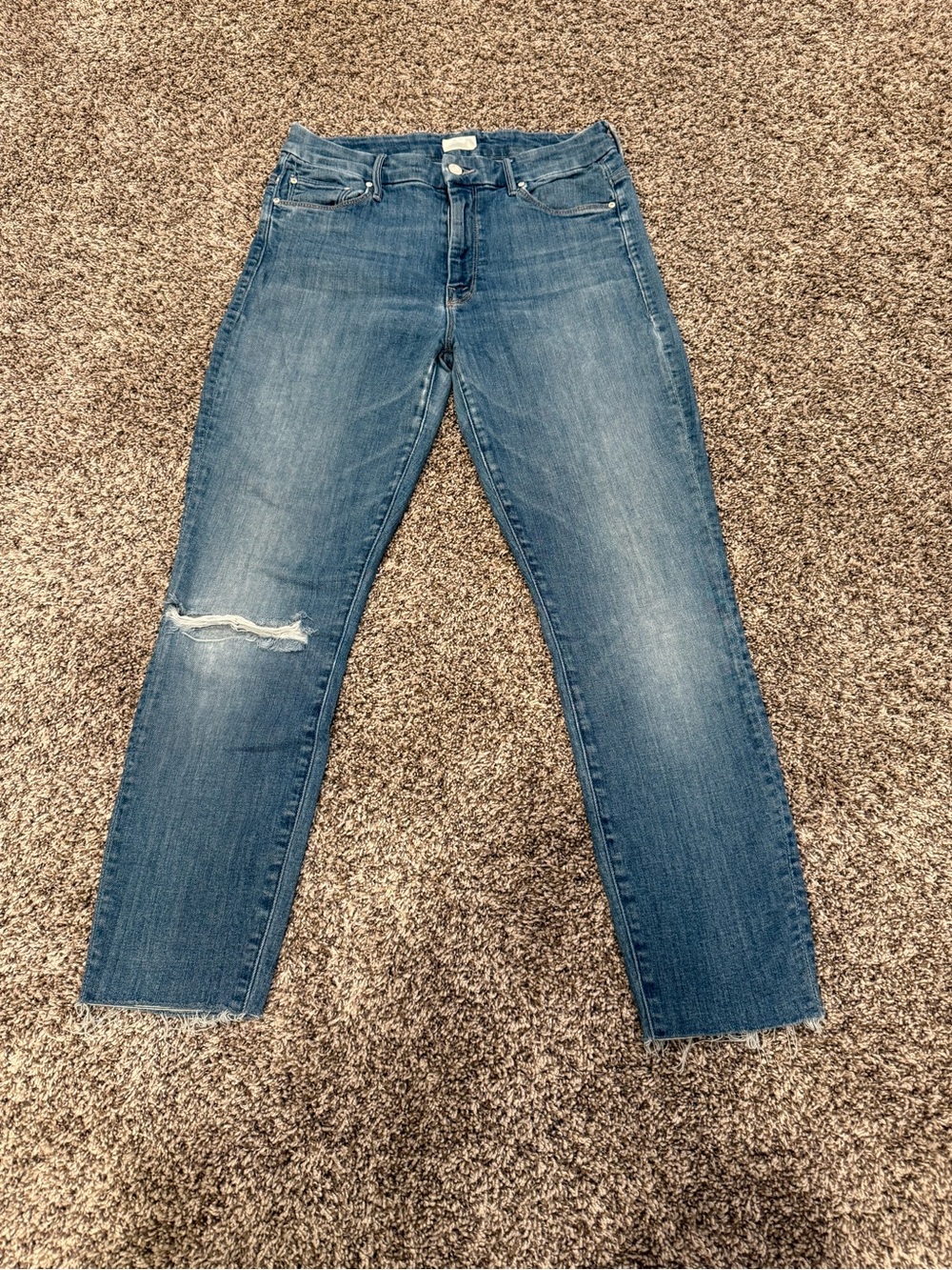 MOTHER High Waisted Looker Ankle Fray Jeans Women’s 29 One Smart Cookie